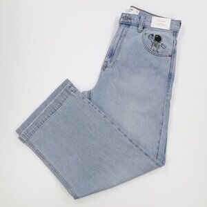 Hollister Men Astronaut Embroidered Supper Baggy Denim Jeans Blue Size W32 L30